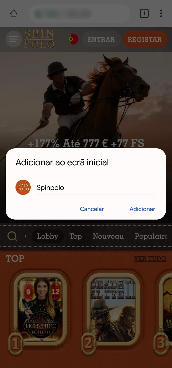 Conclua a configuração no Android para utilizar a Spinpolo App oficial.