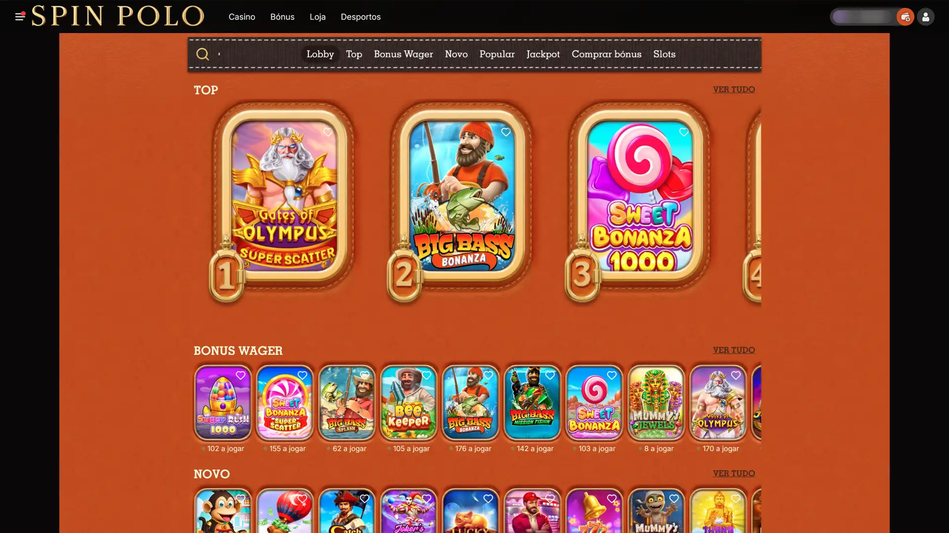 Selecione a sua slot preferida e comece no Spinpolo Casino.