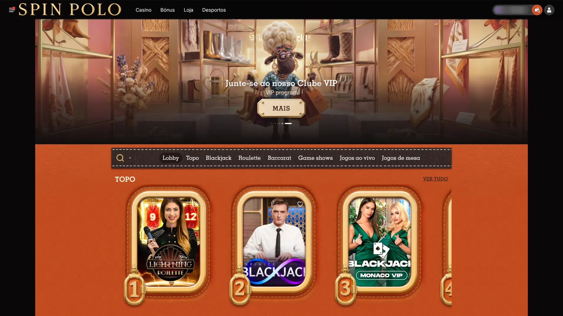 Selecione uma sala ativa para jogar no Spinpolo Casino ao Vivo.