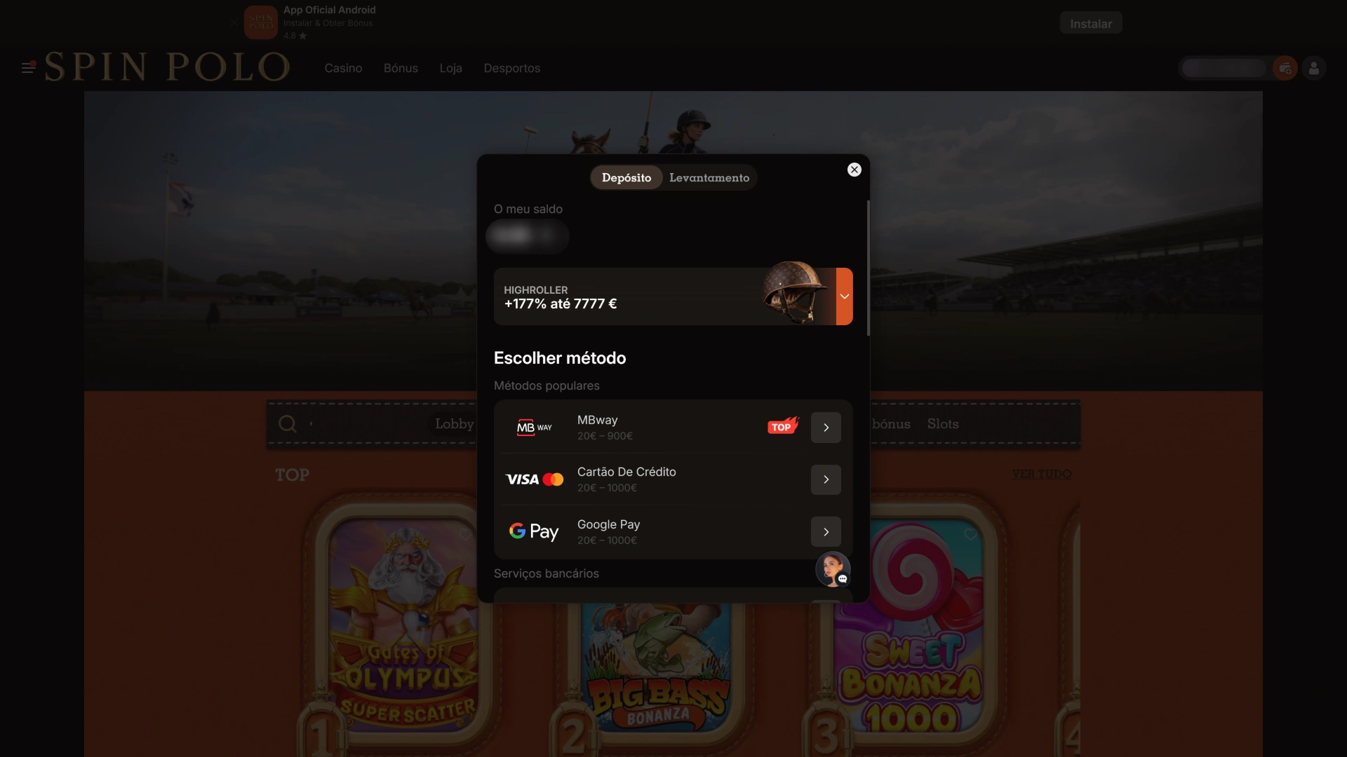 Deposite fundos para saber como começar a jogar na Spinpolo.