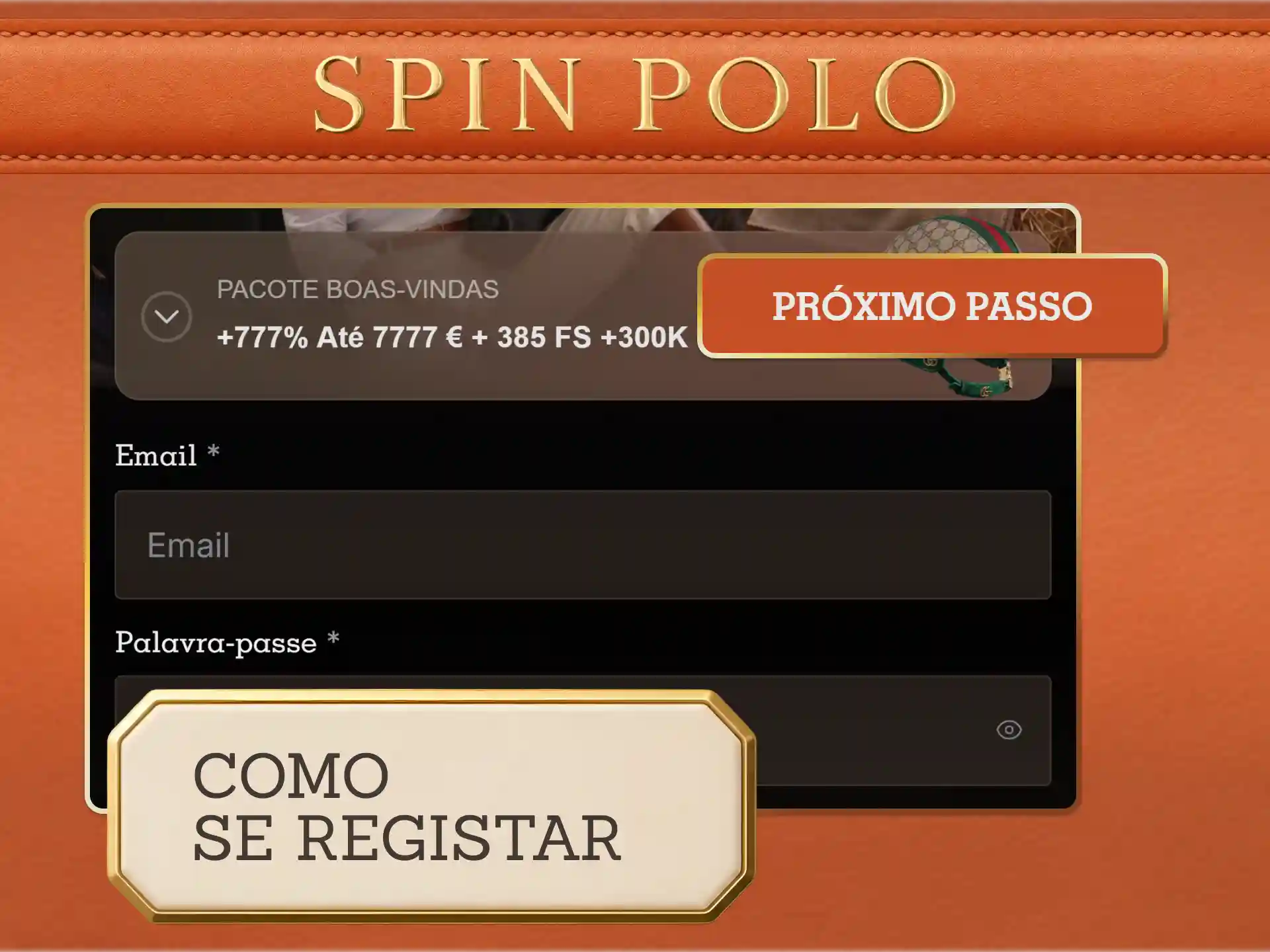Crie a sua conta e registe-se na plataforma Spinpolo online.