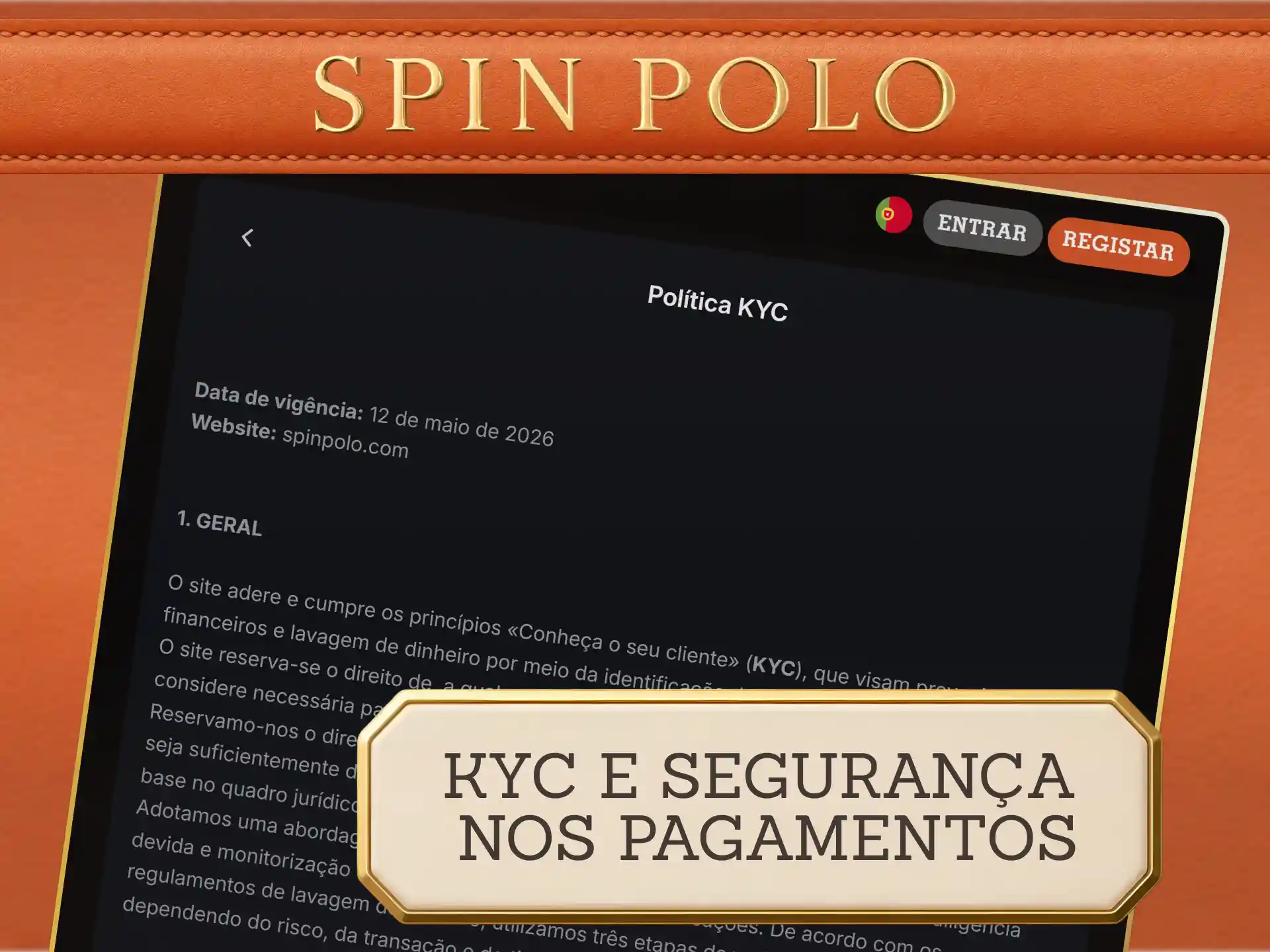Valide os seus dados nos Métodos de Pagamento Spinpolo seguros.