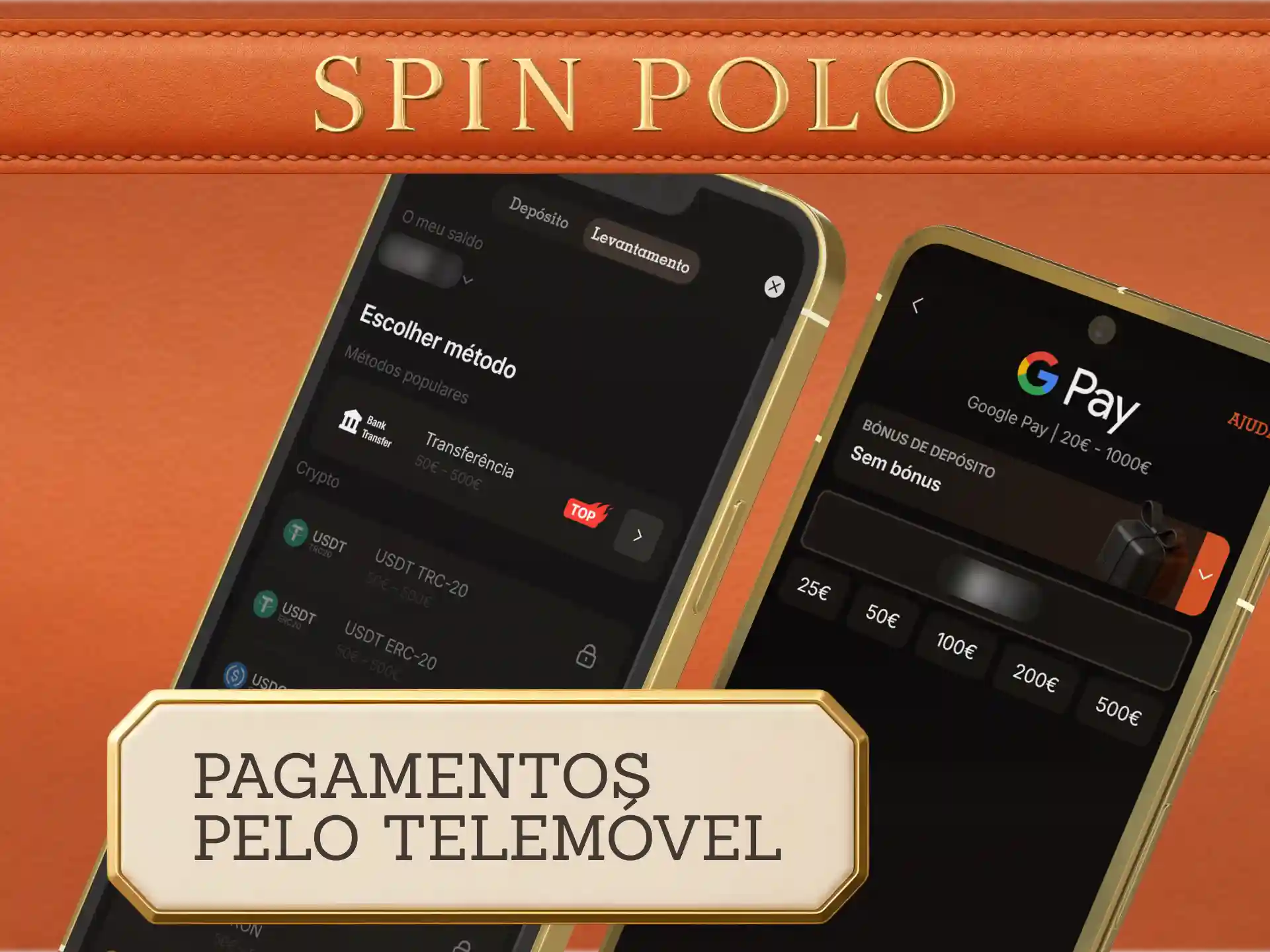 Deposite fundos usando os Métodos de Pagamento Spinpolo pelo smartphone.