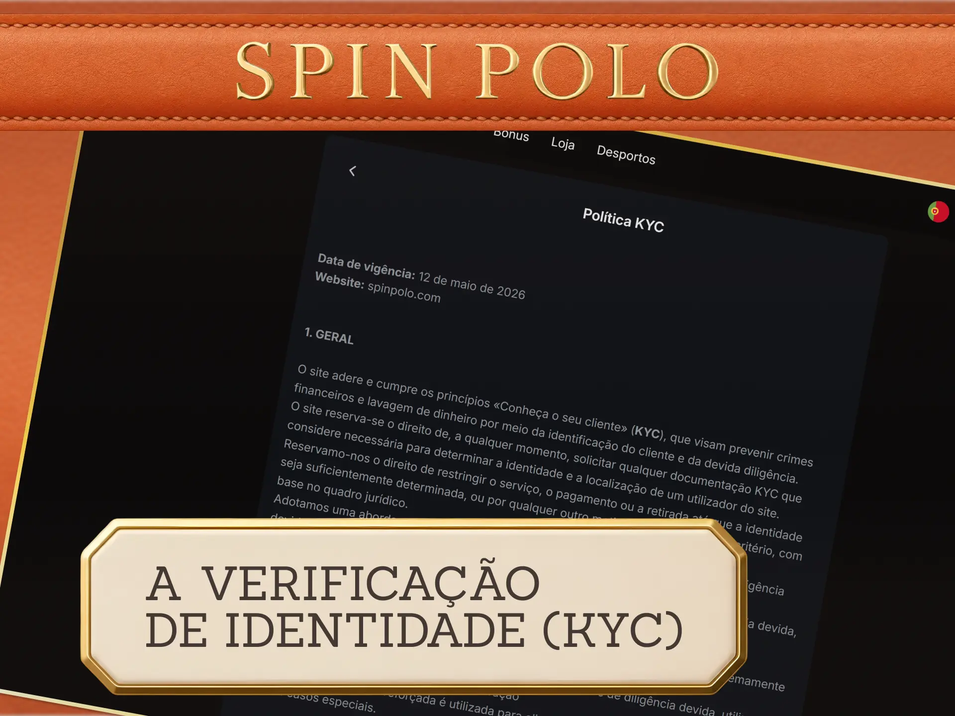 Envie os seus documentos após o Spinpolo Registo para verificação.