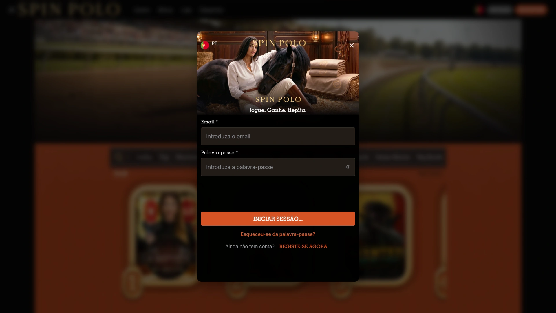 Faça o login antes de girar as Slots Spinpolo online.